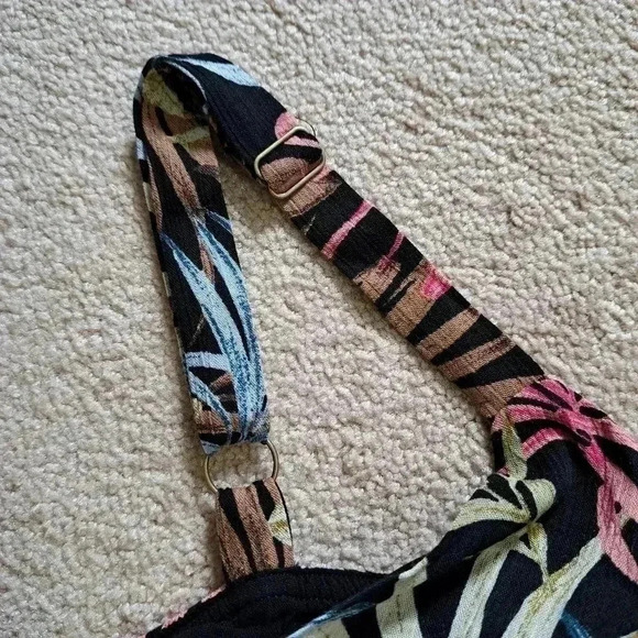 Hurley Maxi Dress Tropical Leaf Print XL Black Multi-colour Floral Dress - Picture 8 of 11